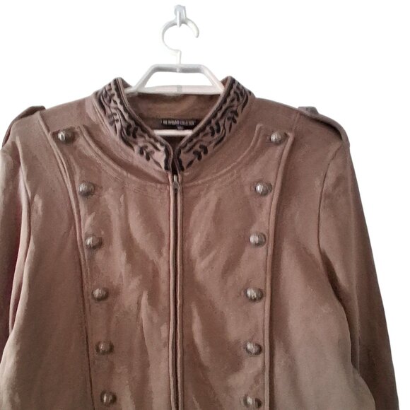 The Pyramid Collection Jacket womens 1X olive khaki Military knit - Picture 2 of 3